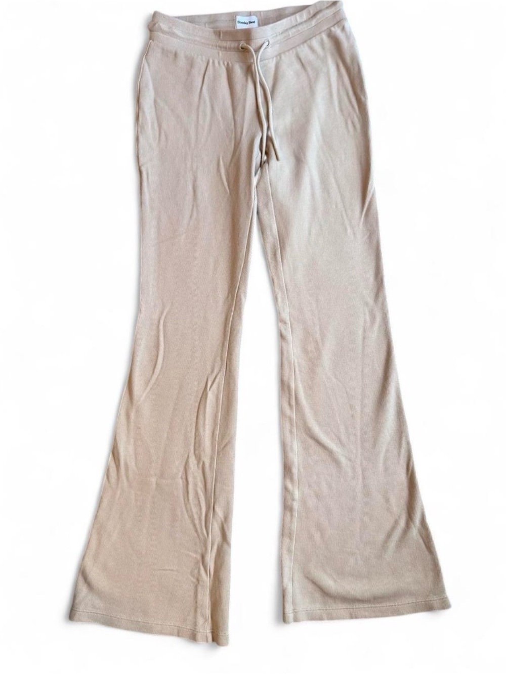 Aritzia Sunday Best Neutral Tan Ribbed Waistband Knit Pants